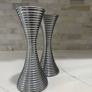 Silver Spiral Candle Holders